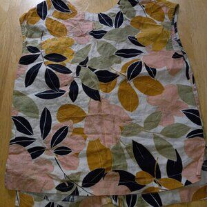 Rachel Zoe Linen Floral Button Down Back Blouse Top XS